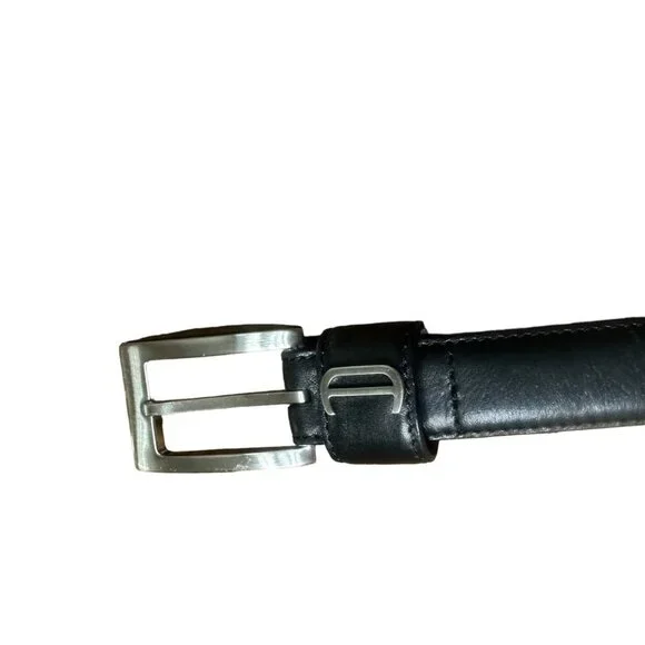 Etienne‎ Aigner Leather Logo Rectangular Buckle Belt Women Medium Black Cowhide - Picture 2 of 6